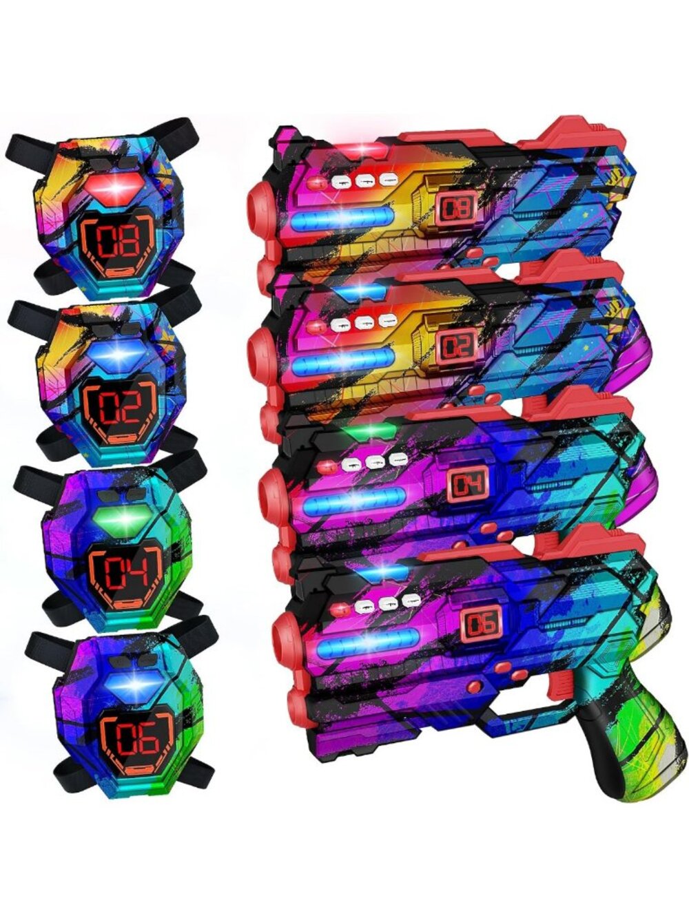 Laser Tag Gun Set of 4 with LED Score Display - Fun Family Game for Teens & Kids